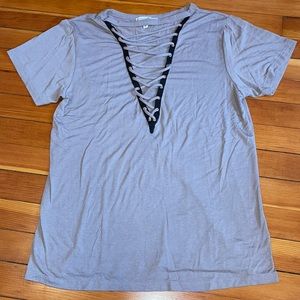 Express Deep-V Crisscross Tee